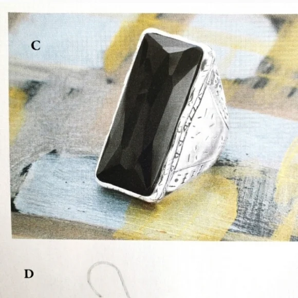 RARE Silpada Sterling Silver Onyx 'Black Tie' Cigar Ring R2891 Size 11.25